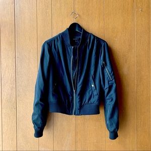 Couture Black Zip Bomber Jacket size Medium